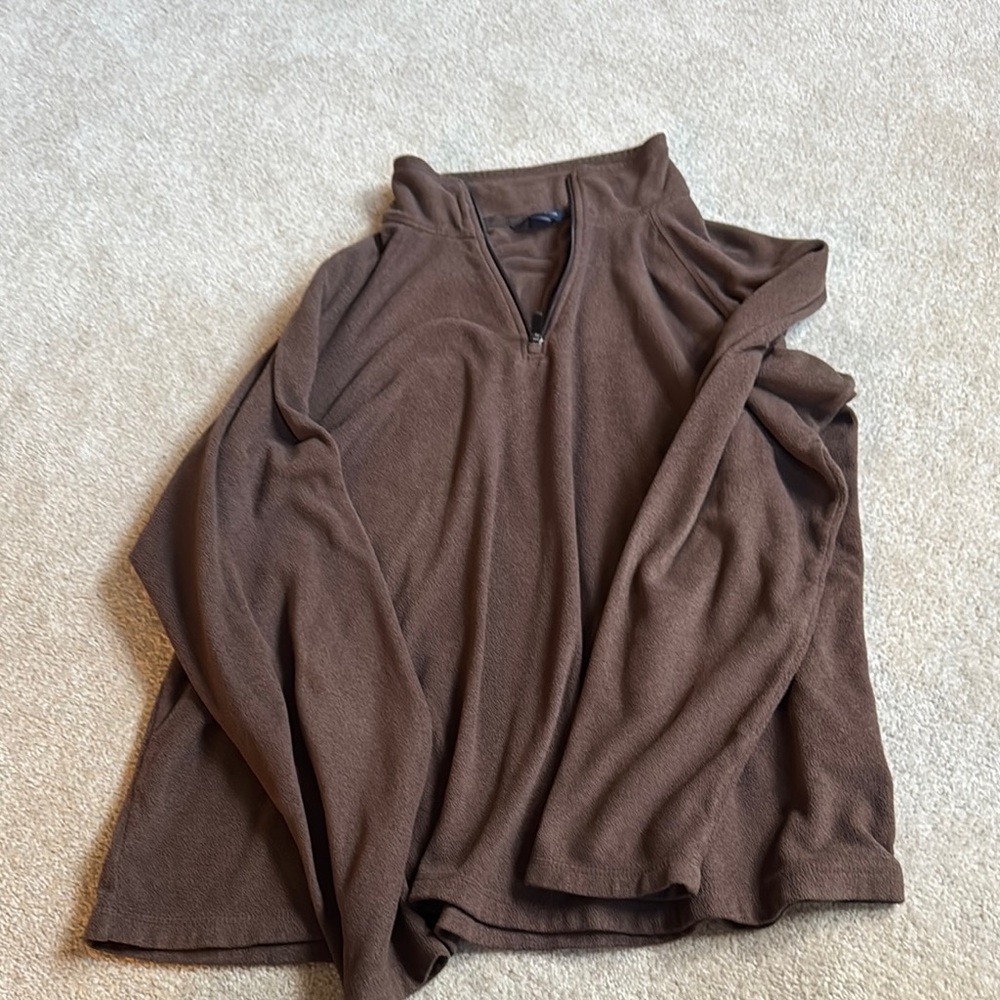 Lands End Brown Quarter-Zip Pullover fleece